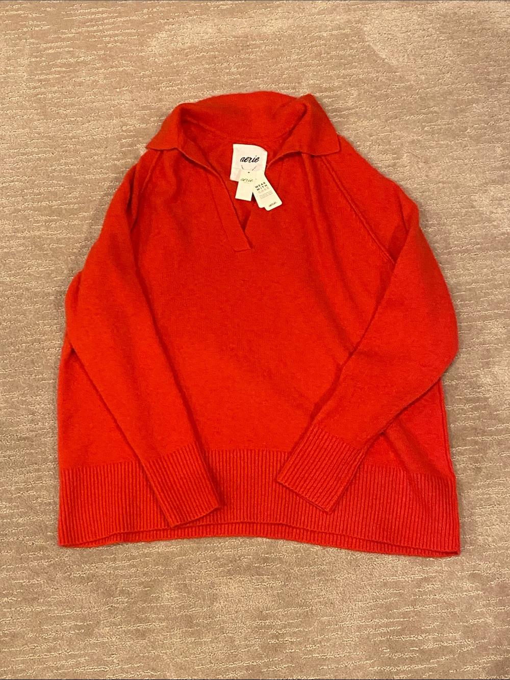 aerie Red Collared Sweater (NWT)